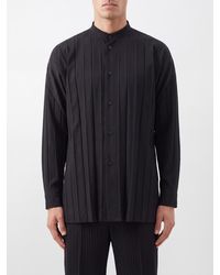 Homme Plissé Issey Miyake - Homme Plissé Issey Miyake Slim Fit Pleated Crêpe Mandarin Collar Shirt - Lyst