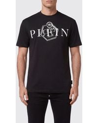 Philipp Plein - Cotton T-Shirt With Crew Neck And Contrasting Logo Print - Lyst