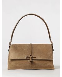 Tod's - Flap T Timeless Suede Calfskin Shoulder Bag - Lyst