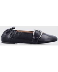 Ganni - Schwarze Ballerinas Mit Stilvollem Schnallenriemen - Lyst