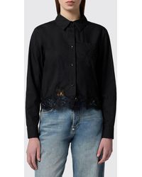 Philipp Plein - Cotton Shirt With French Collar And Lace Inserts - Lyst
