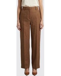 Brunello Cucinelli - Straight Linen Trousers With Nickel-Free Monili - Lyst