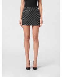 Philipp Plein - Jersey Pencil Mini Skirt With Hexagon Rhinestone Logo - Lyst