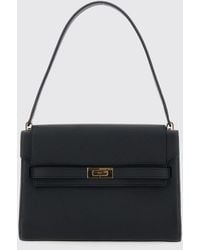 Tory Burch - Lee Radziwill Grained Leather Shoulder Bag With Engraved Logo - Lyst