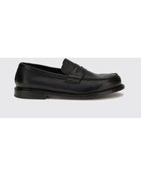 Premiata - Classic Calfskin Leather Loafers With A Saddle Strap And Leather Sole - Lyst