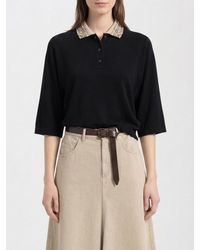 Brunello Cucinelli - Polo De Algodón Con Cuello De Lúrex - Lyst