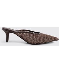 Brunello Cucinelli - Mesh Nylon Mules With Monile And Leather - Lyst