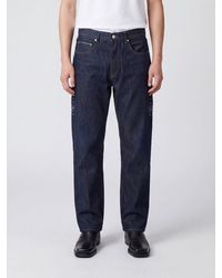 HTC - Straight Fit Studded Cotton Denim Jeans With Embroidery - Lyst