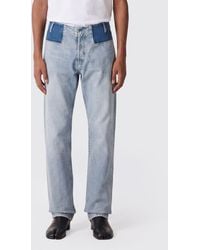 Maison Margiela - Slim Fit Patchwork Denim Jeans With Four Stitches Logo - Lyst