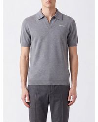 McQueen - Short-Sleeve Wool Knit Polo With Embroidered Contrast Logo - Lyst