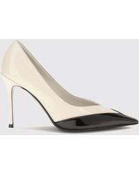 Ferragamo - Bicolour Calfskin Pumps With Stiletto Heel And Almond Toe - Lyst