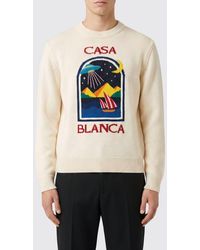 CASABLANCA - Pull À Col Rond En Pure Laine Avec Logo Graphique En Jacquard - Lyst