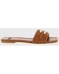 Elisabetta Franchi - Monogram Suede Mules - Lyst