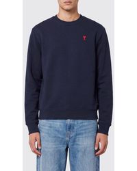 Ami Paris - Relaxed Fit Cotton Crewneck Sweatshirt With Contrast Embroidered Logo - Lyst