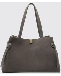 Yuzefi - Gyoza Suede Calfskin Leather Tote Bag With Double Handle - Lyst