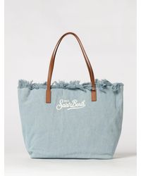 MC2 Saint Barth - Cotton Blend Shoulder Bag With Logo - Lyst