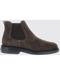 Hogan - Suede Calfskin Chelsea Ankle Boots With Rubber Sole - Lyst