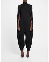 Alaïa - Pure Wool Jumpsuit With High Neck And Ruched Shoulders - Lyst