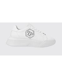 Philipp Plein - Smooth Leather Low-Top Sneakers With Monogram And Hexagon Logo - Lyst