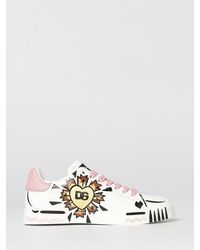 Dolce & Gabbana - Dolce &Amp Gabbana Portofino Light Strobel Hand-Painted Leather Sneakers - Lyst