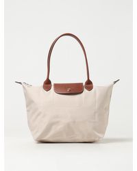 Longchamp - Le Pliage Original M Nylon And Grained Leather Bag - Lyst