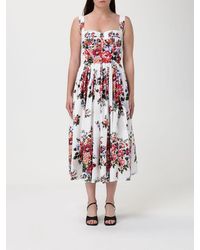 Dolce & Gabbana - Dolce &Amp Gabbana Cotton Midi Dress With Floral Print - Lyst