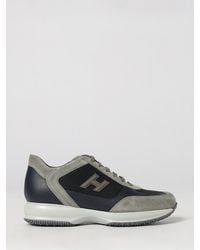 Hogan - Interactive Suede And Mesh Sneakers With Applied H Logo - Lyst