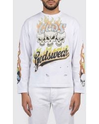 Gcds - Cotton T-Shirt With Skull And Flames Print - Lyst