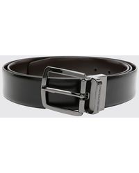 Emporio Armani - Reversible Smooth Bovine Leather Belt With Embossed Logo - Lyst