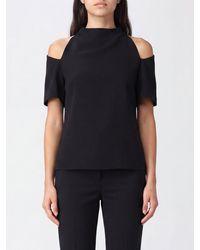 FEDERICA TOSI - Short-Sleeved Cady Blouse With High Neck And Cut-Out Shoulders - Lyst