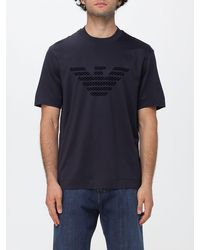 Emporio Armani - Lyocell Blend T-Shirt With Iconic Eagle Logo - Lyst