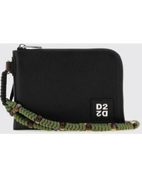 DSquared² - Upside Down Leather Document Holder With Embroidered Logo And Zip - Lyst