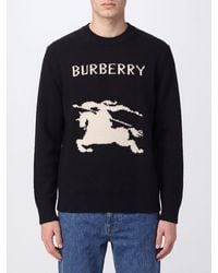 Burberry - Wool And Cashmere Blend Jacquard Logo Crewneck Jumper - Lyst