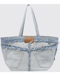 Alexander Wang - Bicolor Denim Tote Bag With Double Handle And Tie Closure - Lyst