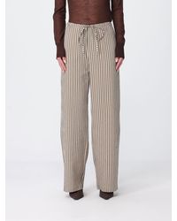 Alysi - Pantalones Palazzo De Mezcla De Algodón Y Seda A Rayas - Lyst