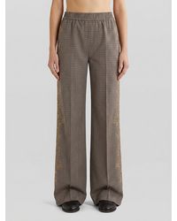 Twinset - High-Waisted Houndstooth Print Palazzo Trousers With Lace - Lyst