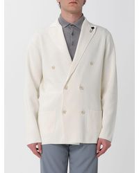 Lardini - Double-Breasted Cotton Knit Jacket - Lyst