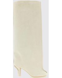 MM6 by Maison Margiela - Anatomic Suede Knee-High Boots With Stiletto Heel - Lyst