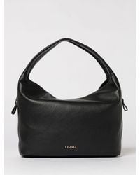 Liu Jo - Grained Faux Leather Bag With Perforated Monogram - Lyst