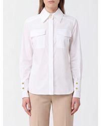 Elisabetta Franchi - Slim Fit Cotton Poplin Shirt With Pockets - Lyst