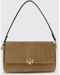Tory Burch - Charlie Mini Suede Shoulder Bag With Double T Logo - Lyst
