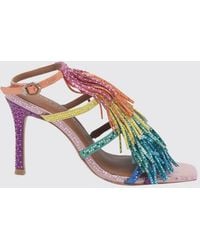 Kurt Geiger - Square-Toe Sandals With Fringes, Rhinestones And Stiletto Heel - Lyst