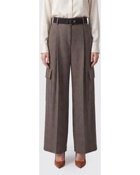 P.A.R.O.S.H. - Riley High-Waisted Prince Of Wales Wool P.A.R.O..H. Cargo Trousers - Lyst