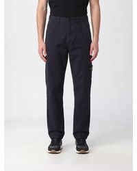 Stone Island - Virgin Wool And Cotton Cargo Trousers With Iconic Compass Logo Patch - Lyst