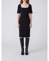 Dolce & Gabbana - Dolce &Amp Gabbana Virgin Wool Square-Neck Midi Sheath Dress - Lyst