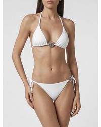 Philipp Plein - Triangle Monogram Print Bikini Top With Logo Detail - Lyst