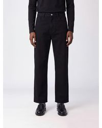 MM6 by Maison Margiela - Wide Leg Cotton Trousers With Signature Stitching - Lyst