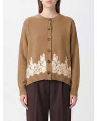 Alberta Ferretti - Cashmere And Camel Hair Cardigan With Lace Inserts - Lyst