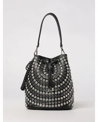 La Carrie - Denim Bucket Bag With Metal Eyelets And Rhinestones - Lyst