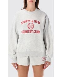 Sporty & Rich - Sporty &Amp Rich Crewneck Cotton Jersey Sweatshirt With Contrast Logo - Lyst